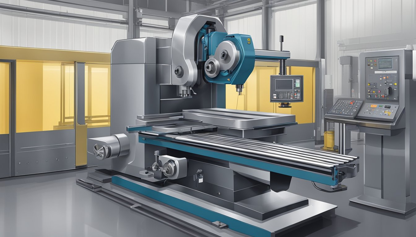 Best Insert Radius for Finishing Milling Steel: How to Optimize Your Machining Results 5 A steel milling machine precisely cutting a metal rod with a finishing mill